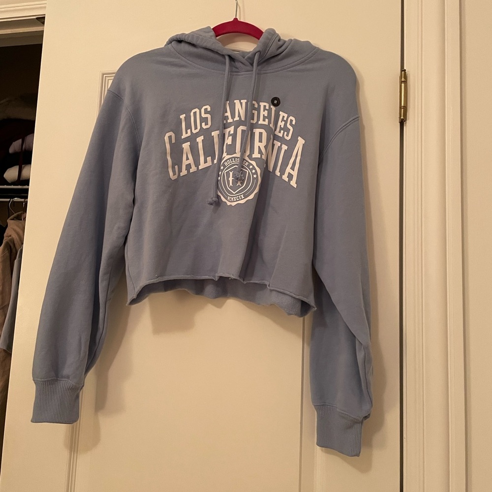 Blue Hollister LA Crop Hoodie
